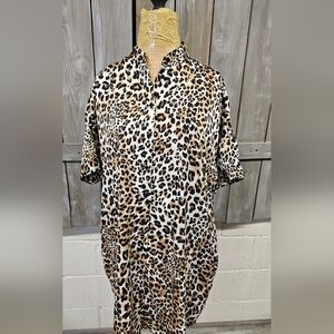 Ellison Button Up Leopard Print Oversized Dress Size Small